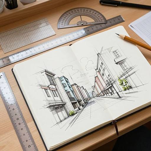 Artist's Desk with Perspective Tools