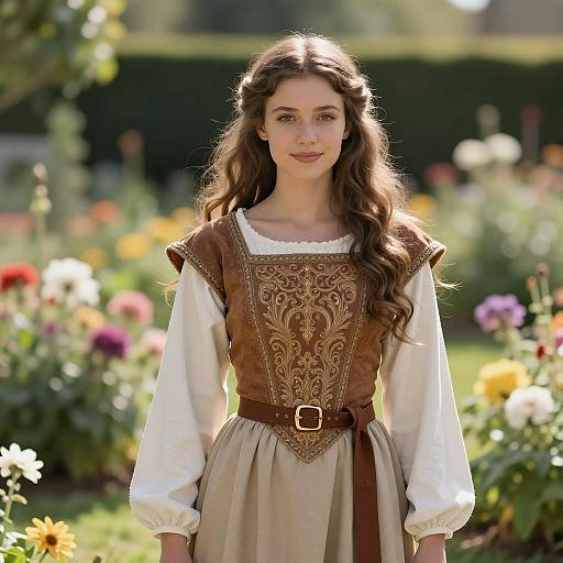 Photorealistic Young Woman in Medieval Dress