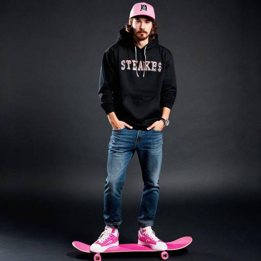 Skateboarding Boy in Stylish Attire