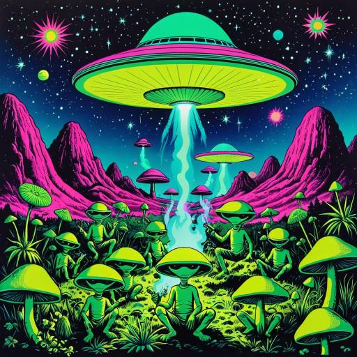 Trippy 70s Alien Landscape Poster Art Trippy 70s Alien Landscape Poster Art