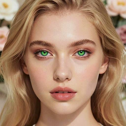 Ethereal Blonde Portrait with Green Eyes