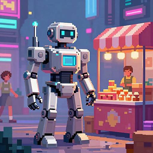Futuristic Pixel Art Robot Market