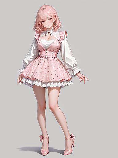 Romantic Woman in Blush Pink Dress