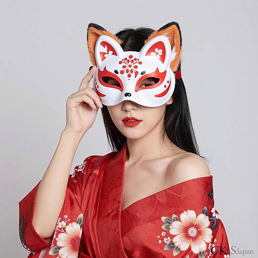 Elegant Asian Woman in Floral Attire