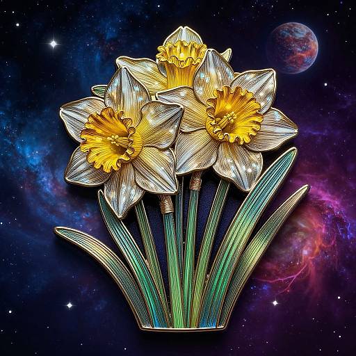 Celestial Daffodil Line Art Trinket