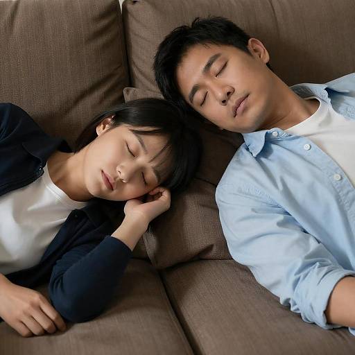 Cozy Moment: Peaceful Sleep on Couch