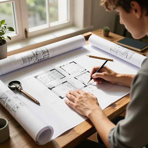 Artistic Vintage House Blueprint Sketch