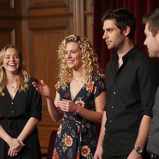 Group Talking in Wooden Room