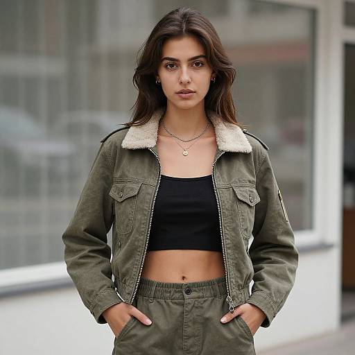 Realistic Retro Outfit Female Portrait