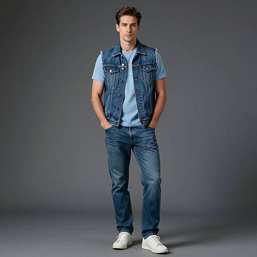 Photorealistic Denim Portrait of a Man