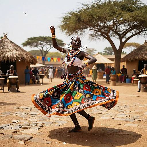 Vivacious African Drum Dancer Spin