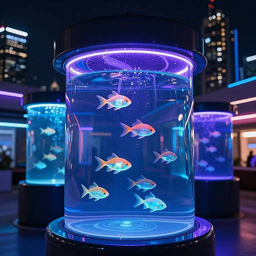 Futuristic Bioluminescent Aquarium Scene