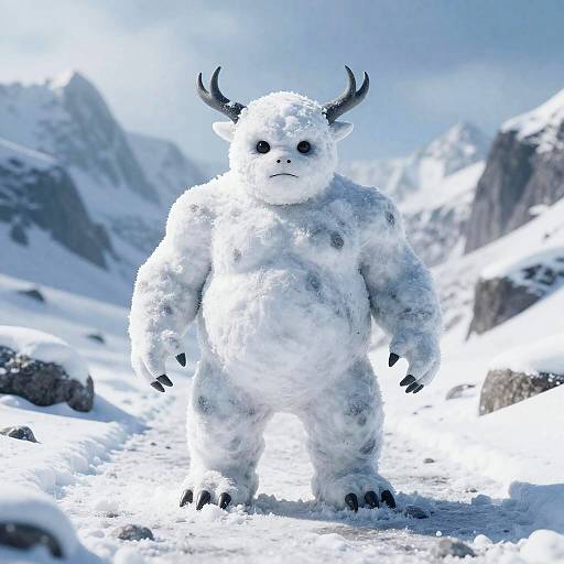 Snow Ice Golem in Mountain Landscape