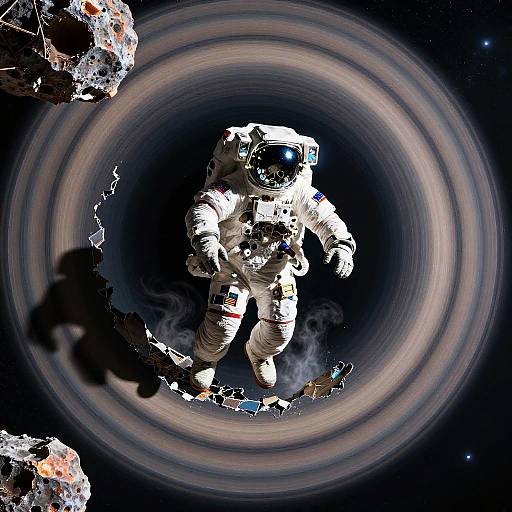 Lost Astronaut Amid Brutalist Space Ruins