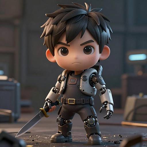 Realistic Cyberpunk Android Child Wallpaper