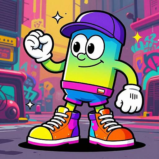 Vibrant 80s Cartoon Character