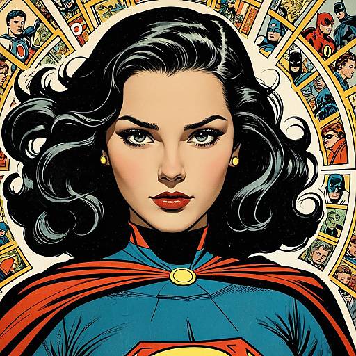Retro Comic Superhero Woman Portrait