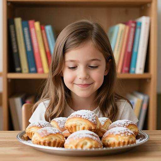 Cozy Girl with Books and Pastries