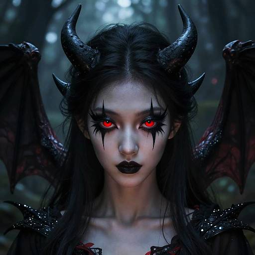 Enigmatic Demon Portrait with Wings
