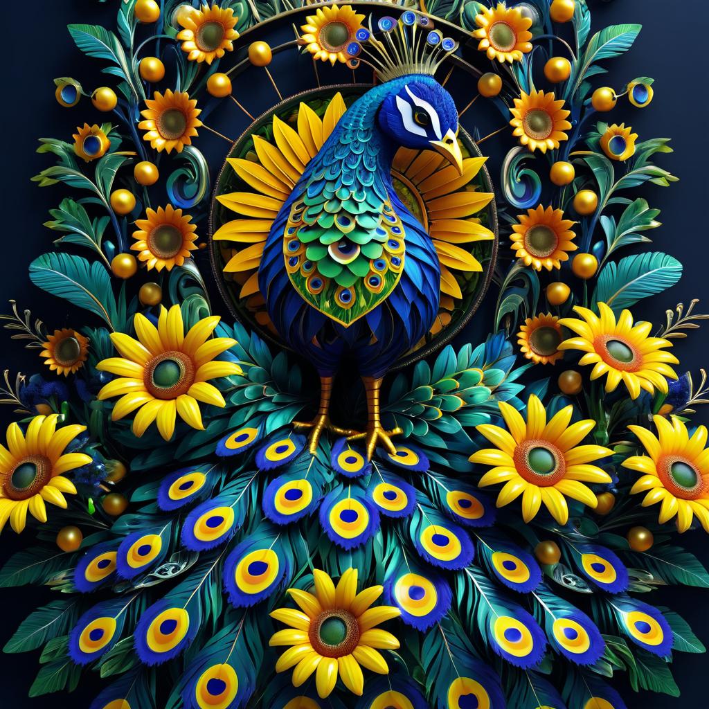 Vibrant Biomechanical Peacock in 8K