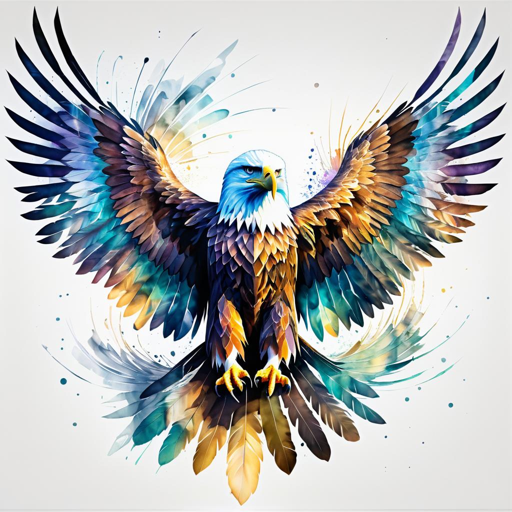 Majestic Eagle in Radiant Watercolor X-Ray