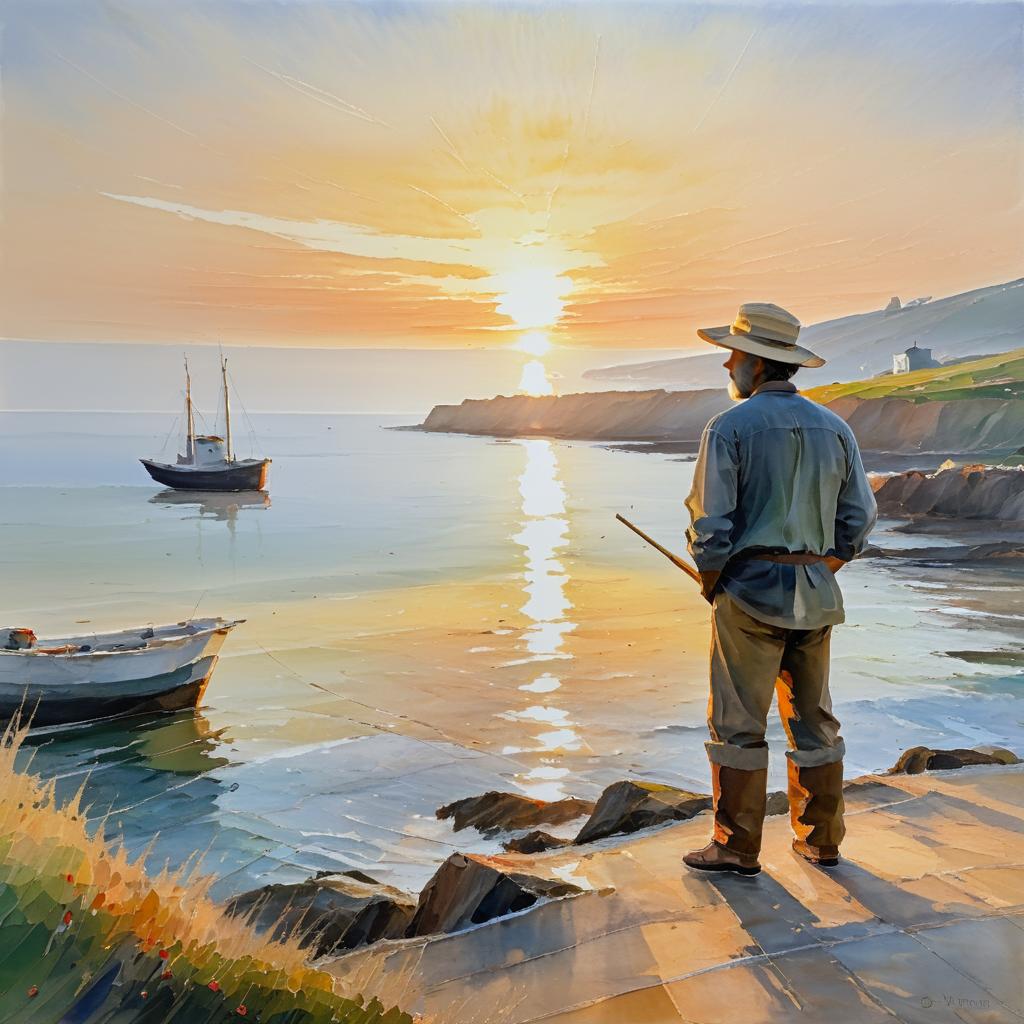 Impressionist Fisherman at Sunrise