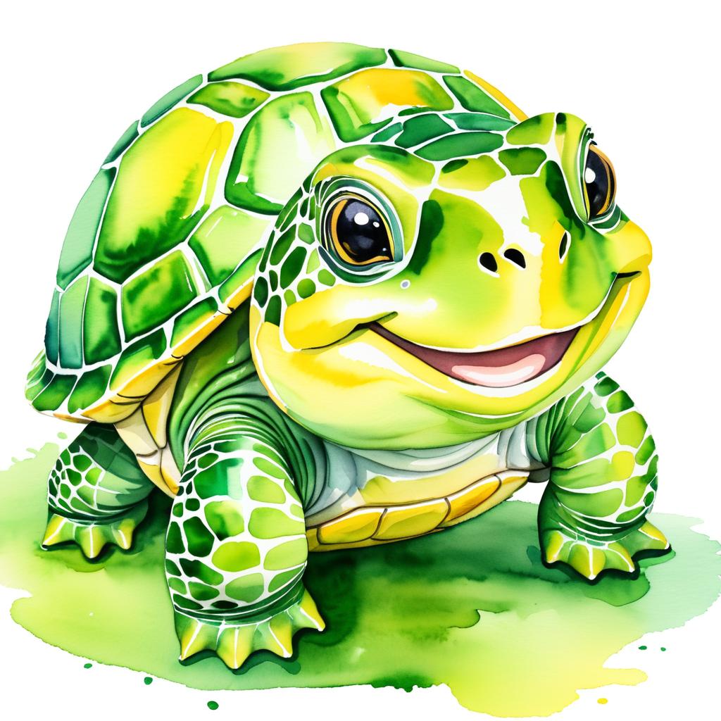 Joyful Watercolor Turtle Illustration