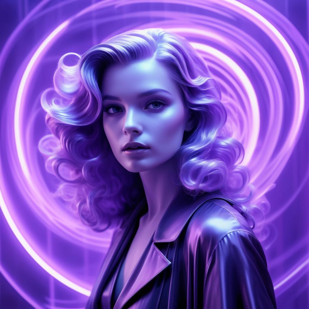 Ethereal Time Traveler in Retro Futurism