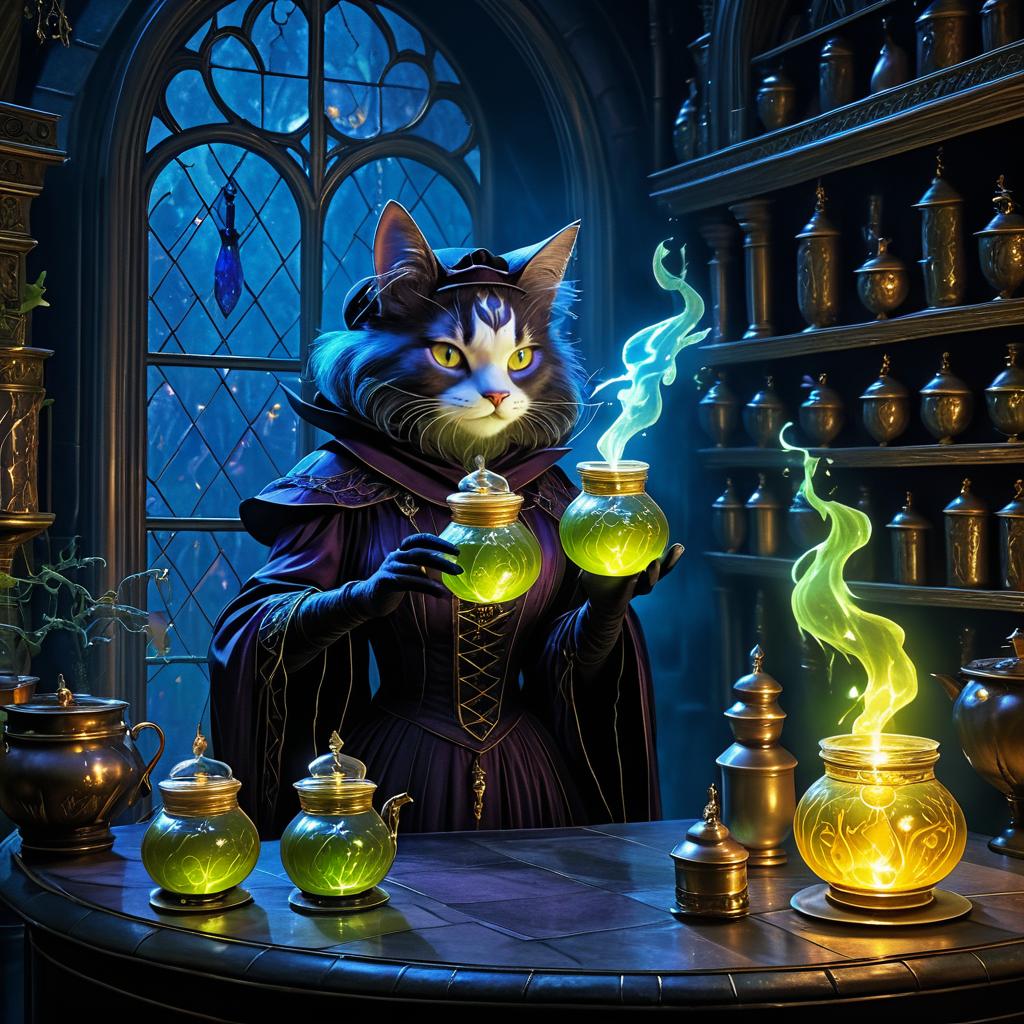 Mystical Cat Witch in Haunted Mansion