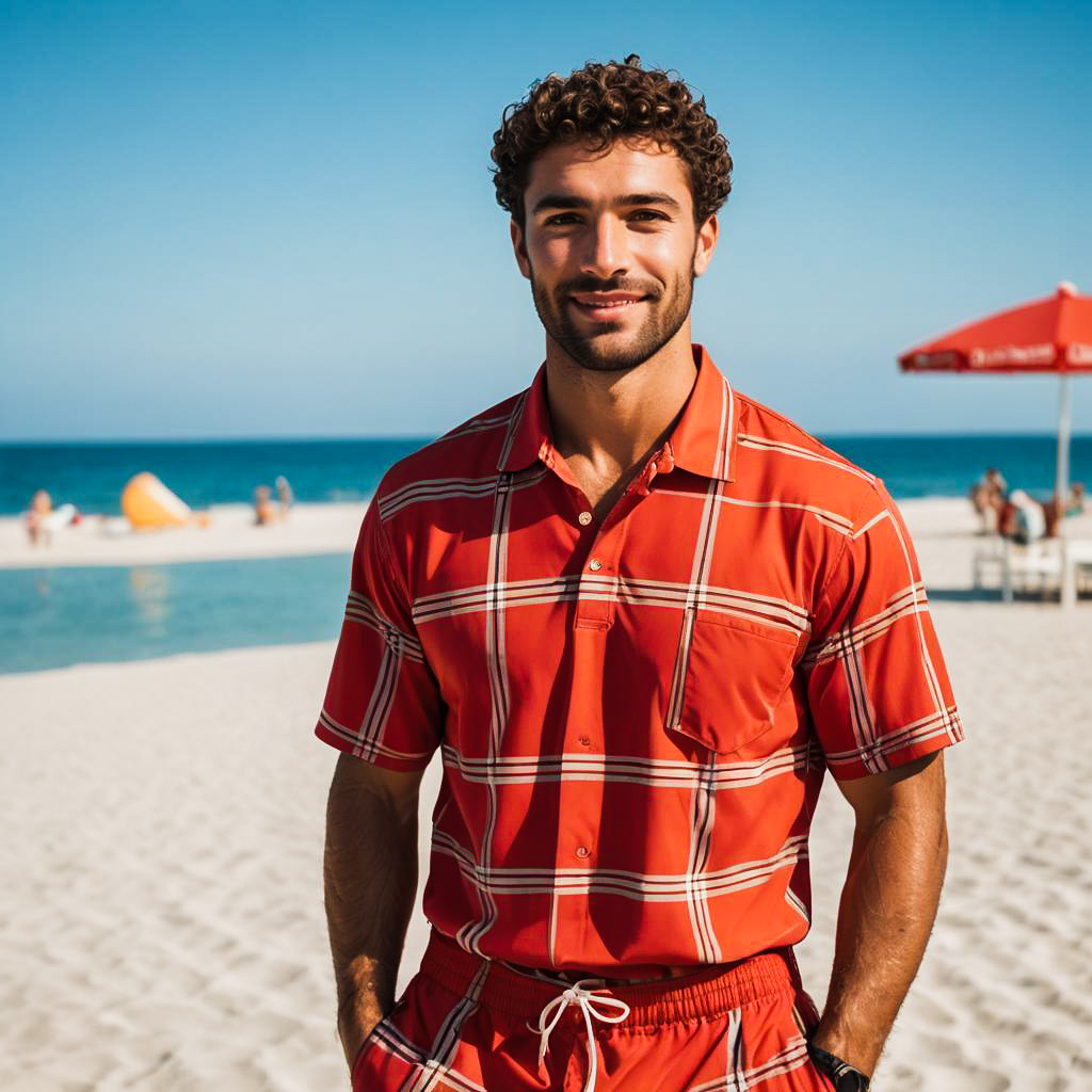 Confident Lifeguard Beach Photo Shoot