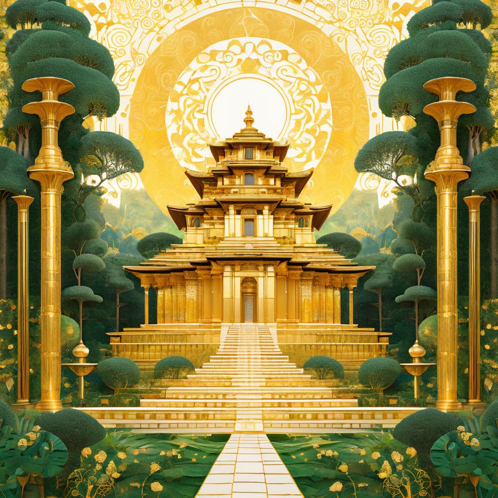 Ancient Temple in Nature: Klimt's Serenity