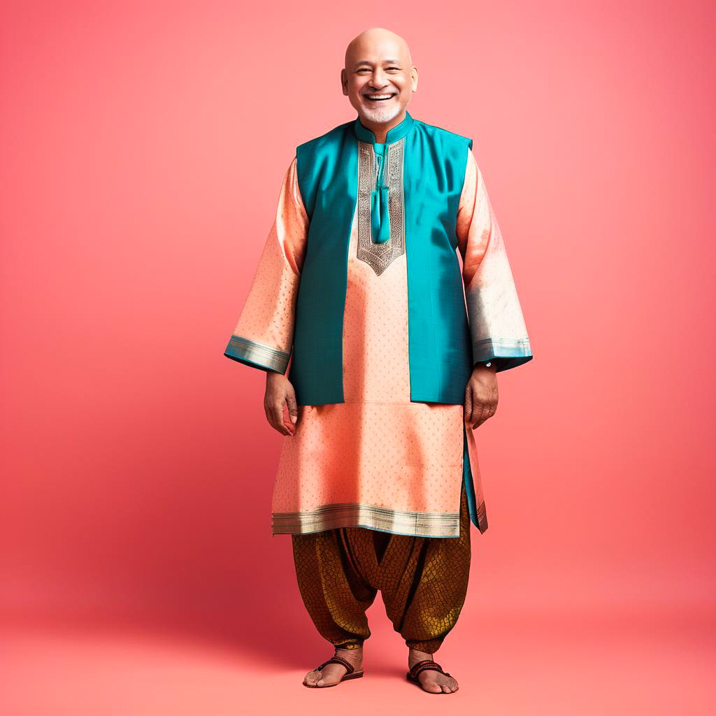 Joyful Old Man in Traditional Attire