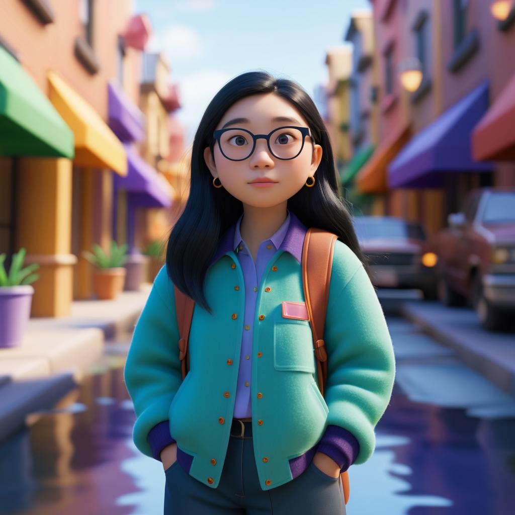 Cinematic Pixar Film Still with Awkwafina