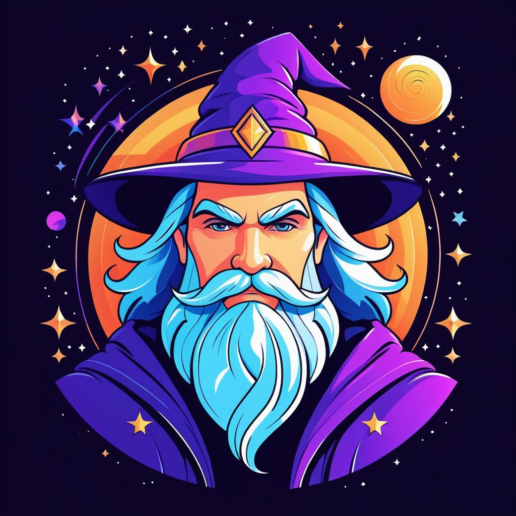 High-Quality Cartoon Wizard T-Shirt Design