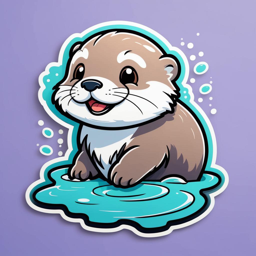 Playful Otter Cartoon Sticker Design