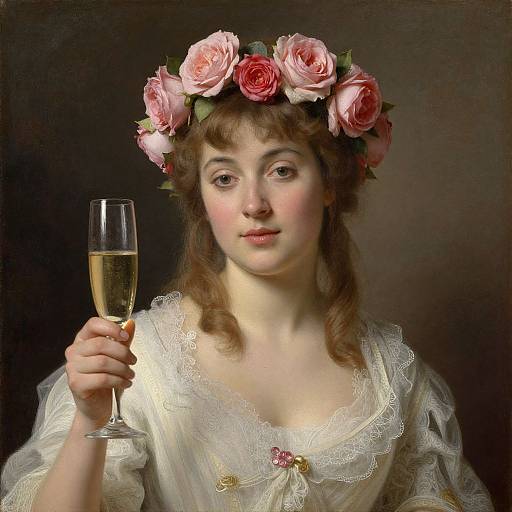 Classical Portrait of Woman with Roses