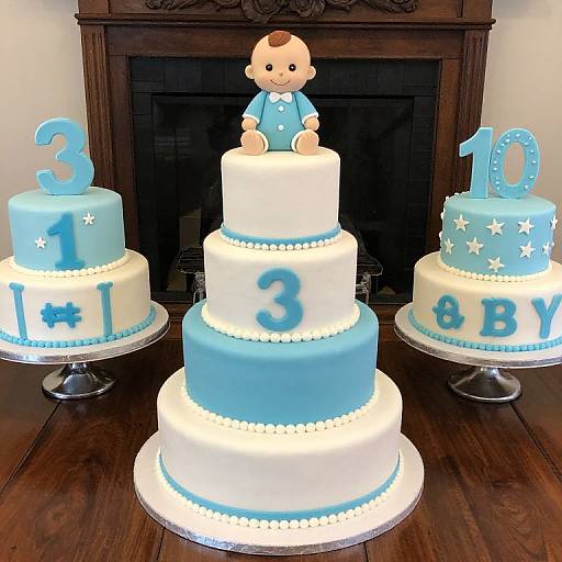 Blue and White Baby Shower Cakes