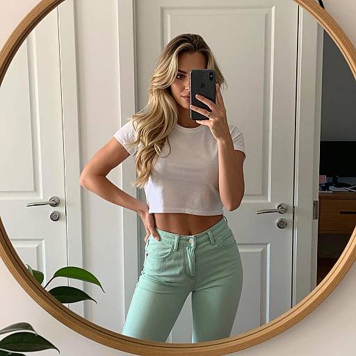 Stylish Woman's Mirror Selfie Moment