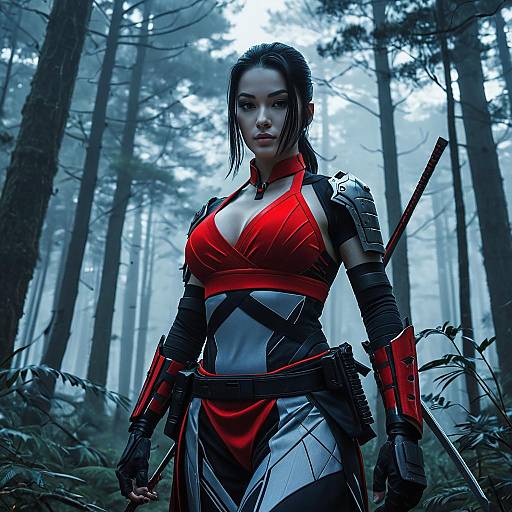 Android Samurai in Cybernetic Forest