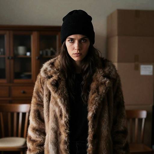 Mysterious Woman in Dim Storage Room