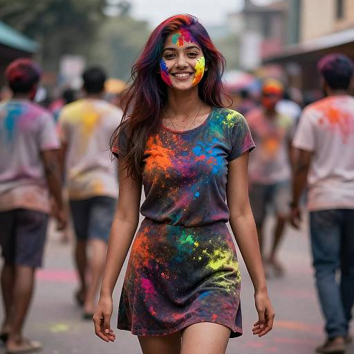 Woman in Fluorescent Festival Colors