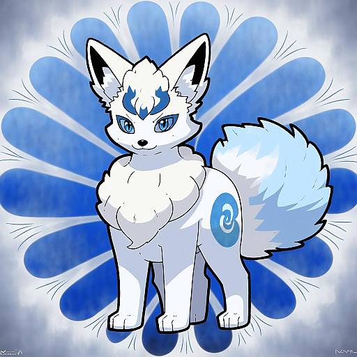 Illustration of Alolan vulpix, pokemon in the style of Nyantcha