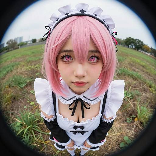 Photo-Realistic Pink-Haired Maid Portrait