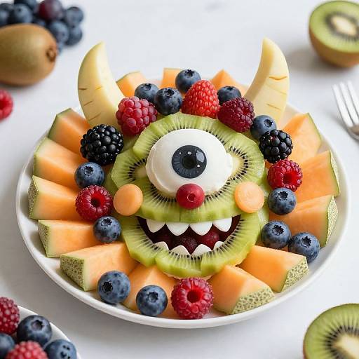 Whimsical Fruit Tray Monster Face