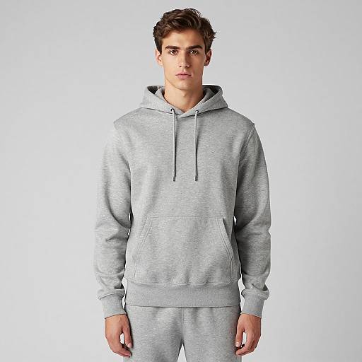 Young Man in Grey Hoodie and Sweatpants