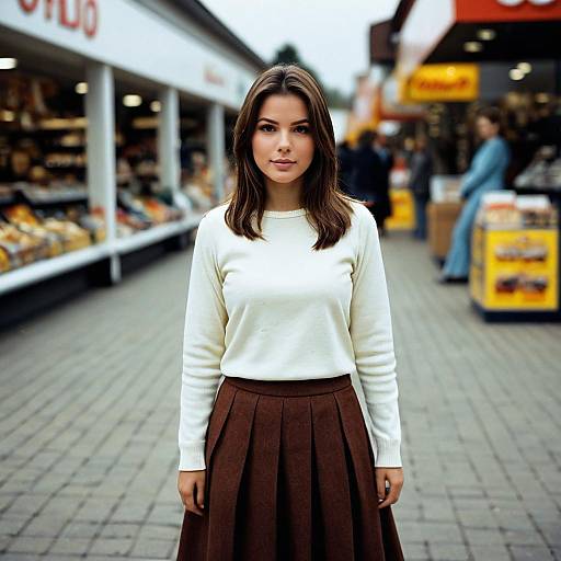 Woman Standing Outside Market Shop