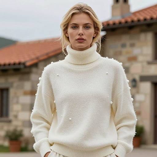 Blonde Woman in Cozy Sweater Portrait