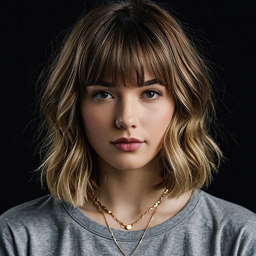 Young Woman with Long Choppy Bob and Fringe