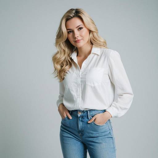 Blonde Woman in White Blouse and Denim Jeans
