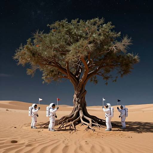 Cosmic Desert Astronauts Planting Hope